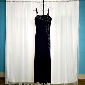 Black cocktail dress with floral sequin beading